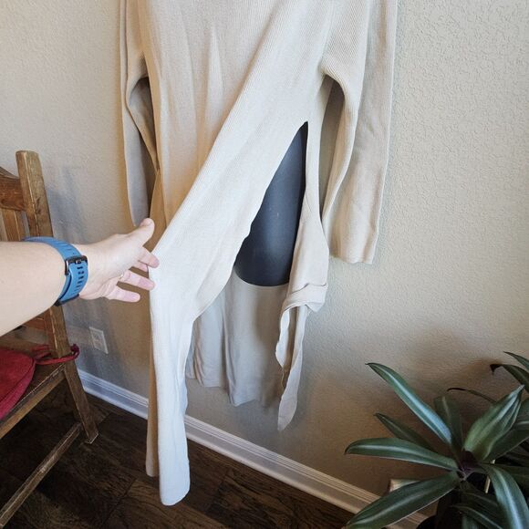 SNDYS Revolve Tied Up Ribbed Knit Dress Long Sleeve Beige Size Large L - Picture 8 of 8